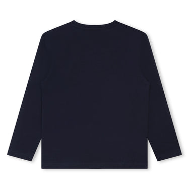 BOSS Playera para niño y adolescente, manga larga azul marino
